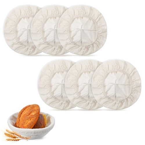 6 Pcs 9 Inches Banneton Liner, Bread Proofing Basket Cloth Liner, Universal Banneton Proofing Baskets Liners, Washable Quick-Dry Bread Baskets Liners, Reusable Durable Bowl Covers for Breads Proof