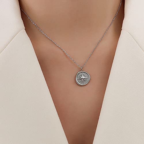 Jude Jewelers Stainless Steel Compass Style Charm Wedding Promise Statement Collar Necklace2