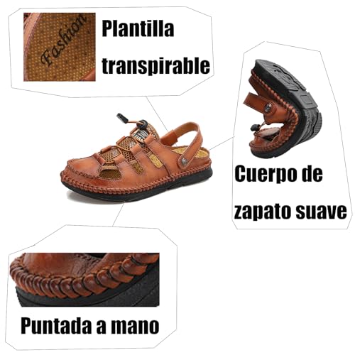 Men's Closed Toe Hiking Sandals, Large Size Hollow Out Casual Sandals, Fashion Backpacking Beach Shoes3