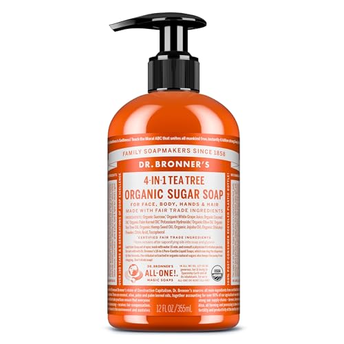 Dr Bronner’s 4-in-1 Organic Tea Tree Sugar Soap, 335ml Recycled Pump Bottle