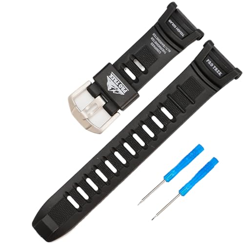 Bracelet résine 18mm Casio Protrek PRW-1500 et PRG-130 noir pour montre homme et femme