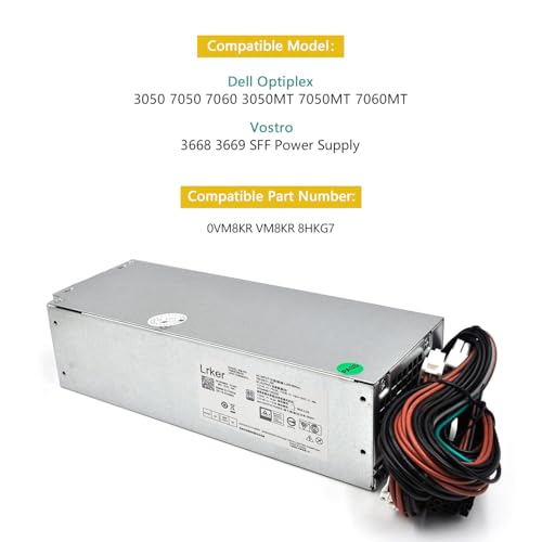 Image of 360W Power Supply L360EGM-00 Compatible with Dell Optiplex 3050 7050 Vostro | 3050MT 7050MT 7060MT 3668 3669 SFF VM8KR 8HKG7 D360E001L H360EGM-00