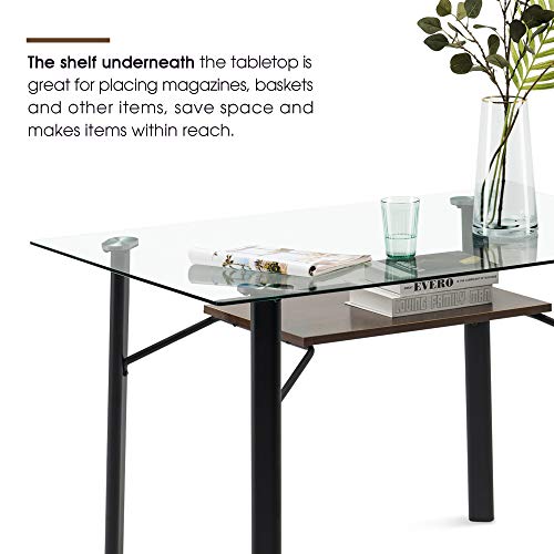 image for Ivinta Modern Glass Dining Table Kitchen Table for 4/6 Rectangular Din