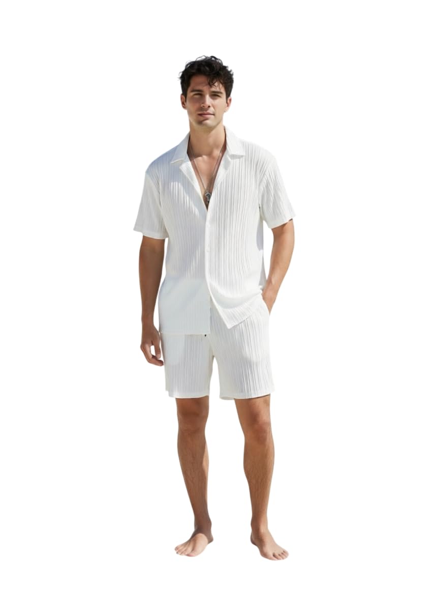 Men's Co-ord Set, Short Sleeve Shirt and Shorts, Casual Summer Outfit