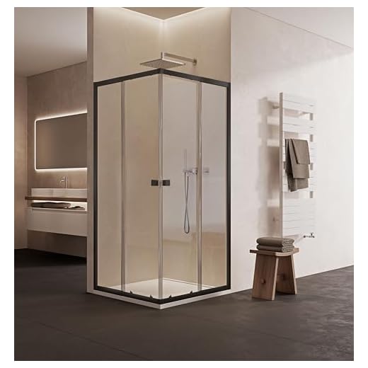 MARWELL Duschkabine Flexi 77-90x77-90-190 cm Eckdusche mit hochwertigen verstellbaren Alumuniumprofilen in schwarz matt Duschabtrennung mit aushängbaren Schiebetüren zur Reinigung