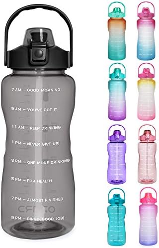 Opard 2 Litre Water Bottle with Time Markings to Drink Half Gallon Motivational Water Bottle with Straw and Handle Large BPA Free Water Jug for Sports Gym Fitness