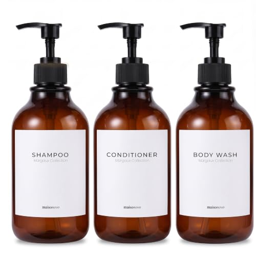 MaisoNovo Bouteille rechargeable shampooing et revitalisant ensemble 3, ambre