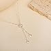 SWRNR Lariat Necklace for Women Dainty 14k Gold/Silver Plated Y-Shaped Long Pendant Necklaces for Women Trendy Layered Lip Satellite Paperclip Chain Heart Infinity Cross Drop Necklace Fashion Jewelry