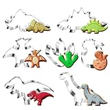 CUTENJOY New Dinosaur Cookie Cutter Set - 7 Piece Stainless Steel Fun Dino Cookie Cutter for Kitchen, Baking, Dinosaur Birthday Party Supplies