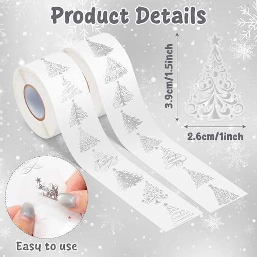Image of Foil Christmas Tree Stickers - 1000 Pcs Easy Peel Metallic Tree Waterproof Vinyl Reusable Laptop Sticker Coloring Book Scrapbook Water Bottle Page Activity Pad Birthday Party Favor Skateboard