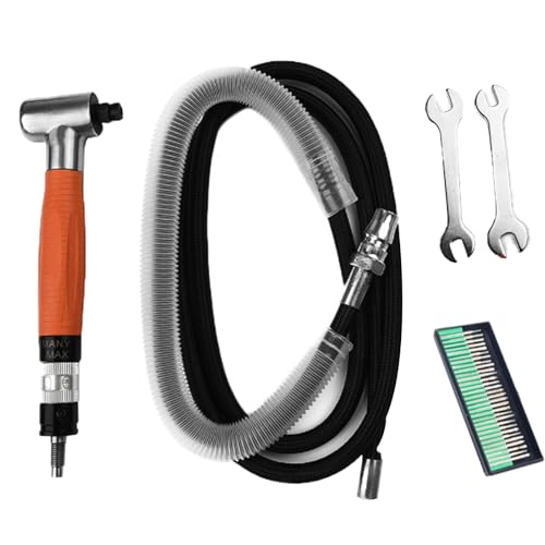 XoTiq Air Grinder Kit, Right Angle Die Grinder Pencil Type Die Grinder Professional Pneumatic 90 Degree Die Grinder for Grinding Engraving, Pneumatic Drill Elbow Head Manual Tool