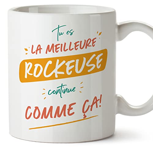 Mugffins Tasses pour ROCKEUSE - En Français - Cadeau original pour ROCKEUSE femme - Tu es le meilleur continue comme ça! - 11 oz / 330 ml