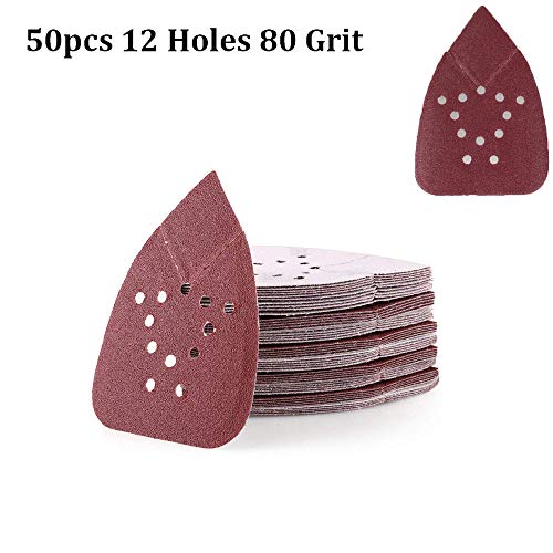 VideoPUP 50pcs 12 Holes Mouse Detail Palm Sander Paper 80 Grit Hook