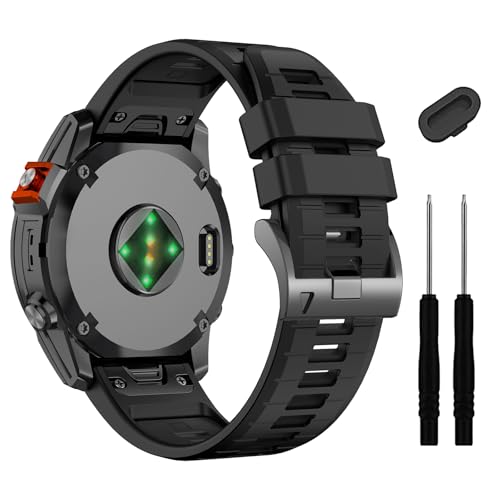 Image of 22mm Compatible with Garmin Fenix E /8 /8pro AMOLED 47mm /Fenix 7 /7 Pro /6 /6 Pro /5 /5 Plus Watch Band,Soft Quickfit Silicone Straps for Forerunner 970 965 955 /Approach S70 47mm /tactix 8 /quatix 7 8 47mm
