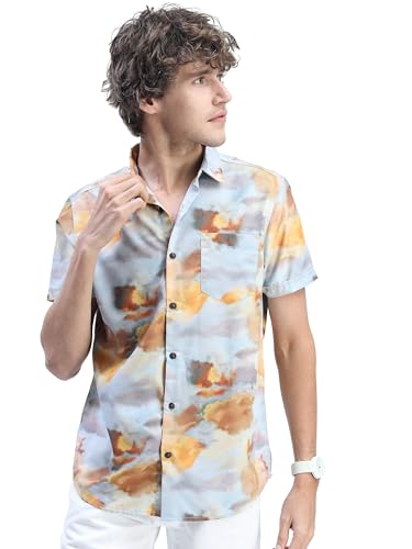 Image of Highlander Men's Abstract Print Half Sleeves Shirt | Bold & Stylish | A Fusion of Art and Fashion | Shirt for Man | Men Shirts | Casual Shirt for Men