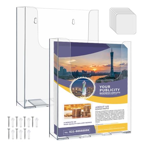 OTYMIOW 2PCS Porte Document Mural A4 Transparent,Présentoir à Brochures Porte Revue Mural Porte Magazine Mural pour Dépliants et Catalogues Magazines et...