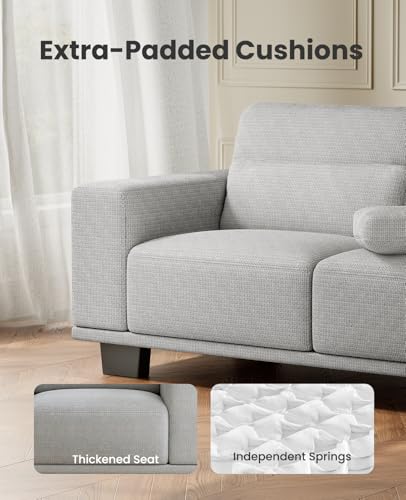 Image of Amada 65 inch Loveseat Sofa, 2 Seater Couch Sofa for Living Room, Modern Sofa with Wide Armrests & Deep Seats, Comfy Couch with Removable Washable Covers & Linen Fabric, Easy Assembly (Grey, 2 Seater)