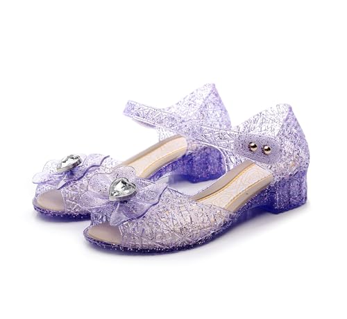Naihoow Girl's Princess Jelly Sandals Cosplay Party Dress Up Mary Jane Shoe Purple Size 10