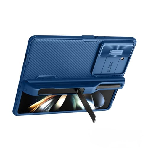 Coque Samsung Z Fold5 avec porte-stylo et béquille de visionnage bleue