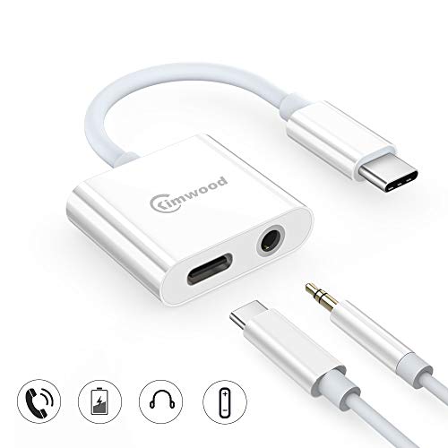 Kimwood 2 en 1 USB Tipo C a 3.5 mm Jack Adaptador con Fast Cargador, Tipo C Audio Auriculares Stereo Adaptador para Google Pixel3/3XL/2/2XL, Huawei P30 pro/P20 Pro, HTC U11, iPad Pro 2018