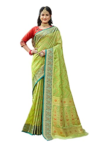 Sari traditionnel en soie de qualité supérieure couleur vert pista élégance indienne intemporelle