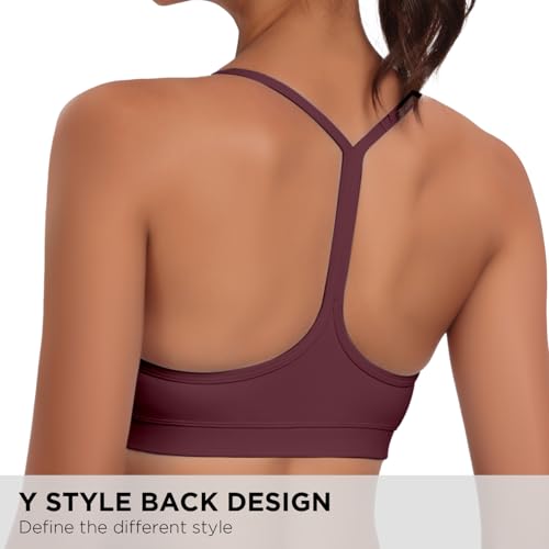 Image of Raxnode Women's 3-Pack Y-Back Sports Bra, Thin Spaghetti Strap Nylon Yoga Bra with Removable Cups, Light Support Bralettes