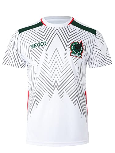 National Mexico Soccer Jersey World Futbol Cup Team Uniform Futsal Athletic Top Shirt (3X-Large, White)