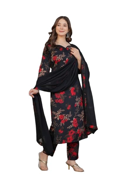 Twins Lady Black Floral Kurta Pant Set - Image 1