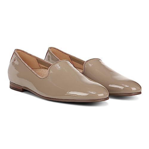 Image of Vionic Womens North Willa Comfort Flats- Supportive Walking Shoes for Heel Pain, Plantar Fasciitis with an Arch Support Taupe Pat Leather 8 Wide