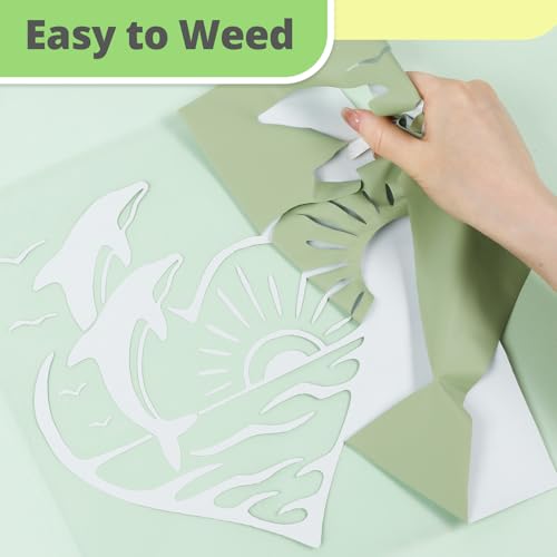 Image of HTVRONT Khaki Green HTV Vinyl Roll - 12 inch x 10ft Khaki Green Iron on Vinyl for All Cutter Machine & Silhouette Cameo, Heat Transfer Vinyl Rolls for t Shirts - Easy to Cut & Weed for Heat Vinyl Design