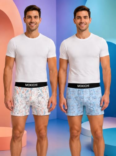 Image of Men's Printed Trunks, Pack of 2 | Abstract Geometric Design | Stretchable Elastic Waistband | Comfortable Regular Fit Underwear