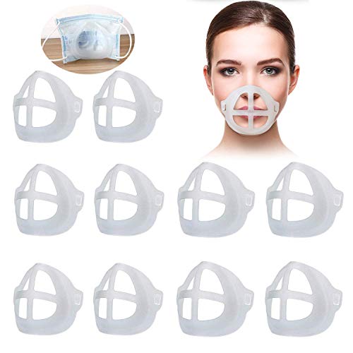 10 Pack 3D Face Msk Bracket , Protect Lipstick Lips Internal Support Frame for Comfortable Breathing, Inner Support Frame Under Frame Create More Breathing Space 3D Washable Holder