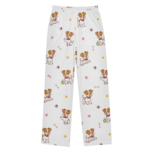 Jack Russell Dog Boys Pants Boys Athletic Pants Long Pant for Boy with Pockets Wide-Leg Size 6-14Y