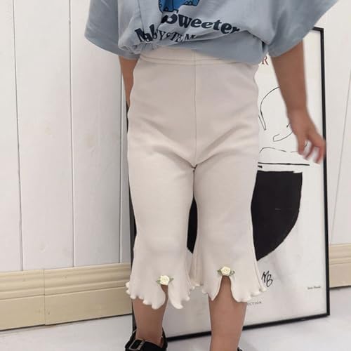 Girls' Capris Leggings Summer Slit Flared Pants Children's Small Flower Flared Pants Slim Fit Six-Point Shorts3