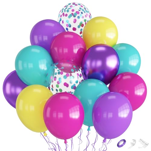 Image of Purple Pink and Blue Balloons, 70-Pack Balloons for Birthday Engagement