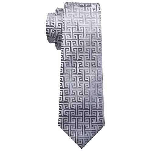 Barry.Wang Classic Mens Ties Silk Necktie Pocket Square Cufflinks Set Woven Designer Wedding Business