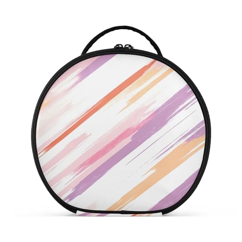 Takiito Lilac Stripes Travel Makeup Case Portable Makeup Box Artist Cosmetic Case Organizer With Adjustable Dividers