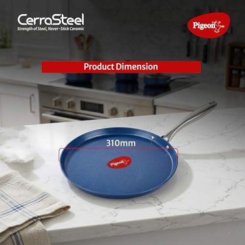 Image of Pigeon Cerrasteel 31cm Ceramic Tawa | Non-Stick| Ceramic Coated| Blue
