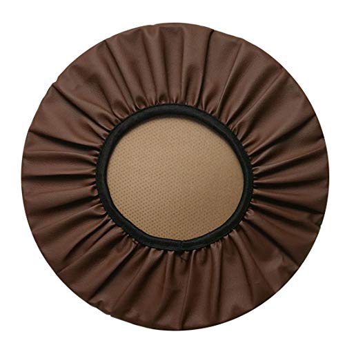 Alovetree 2Pc 16In Round Bar Stool Cover Watedrproof Faux Leather Stool Slipcover Anti-Slip Round Seat Cover Coffee #TOP1