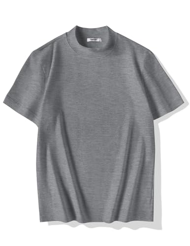 Image of COOFANDY Mens Mock Turtleneck Shirts Casual Premium Cotton Short Sleeve Shirt Basic Half Neck T-Shirts