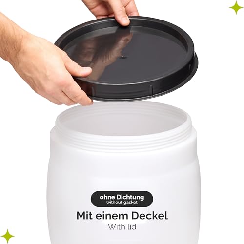 Garronda 23 Liter BPA-freies Fass und Futtertonne, Weithalsfass, Wassertank und Behälter mit Deckel für Sauerkraut sowie Surfass Pökelfass für Fleisch GD-0087, Weiß