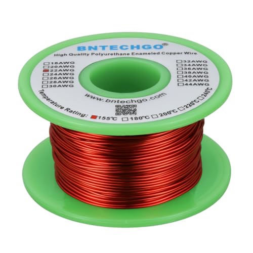 Image of BNTECHGO 22 AWG Magnet Wire 8 oz Red Enameled Copper Wire 0.0256 inch(0.65mm) | 22 Gauge Enameled Copper Coil Wire Widely Used For Transformers, Inductors, Speakers, Electromagnets, Educational Experiments