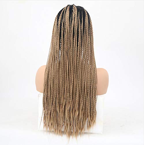Ombre Color Synthetic Braided Lace Front Wigs For Women Heat Resistant Fiber Hair Wigs Two Tone Micro Braid Wig 20inch