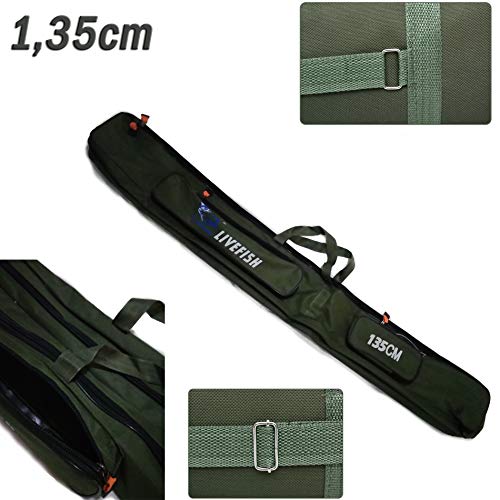 BazarTamara Funda Bolso para Caña de Pescar 135cm Color Camuflaje Bolsa Doble de Pesca para Cañas y Accesorios