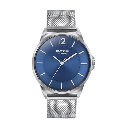 Sonata Poze Quartz Blue Dial Silver Metal Strap for Men-SP70042SM02 (B0DDTWFR2N) Amazon Price History, Amazon Price Tracker