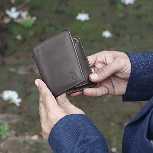 Image of KARA Brown Genuine Leather Wallet for Men - Bi Fold Vertical Men's Wallet with Six Business Card Holding Slot