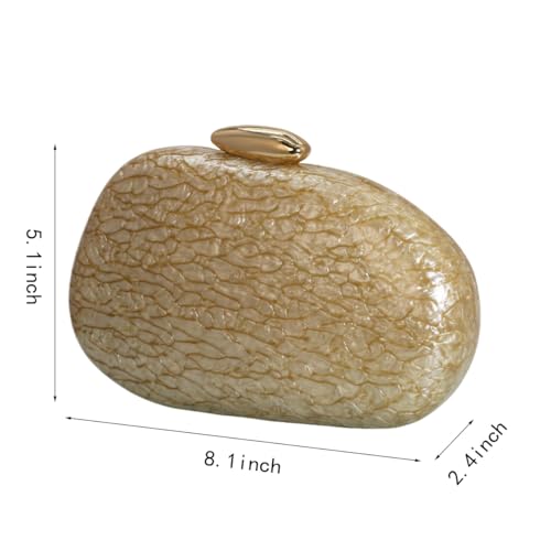 Image of Women Elegant Acrylic Stone Shape Chain Crossbody Bag Chic Marble Shell Purse Wedding Handbag for Banquet Party