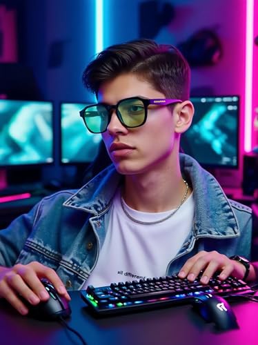 Image of Sleep Glasses for 99.9% Blue Light Glasses Dual AR Coatings Green Lens for Computer Gaming Reduce Eyestrain