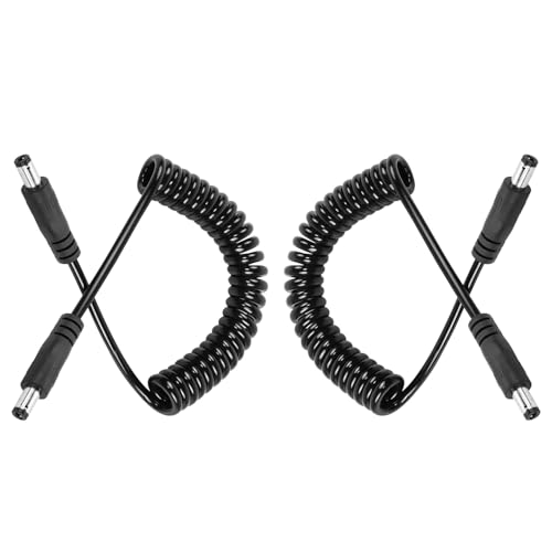 GINTOOYUN DC 5.5MM x 2.1MM Stecker auf Stecker Netzteil Kabel DC Power Coiled Verlängerungskabel für LED Streifen, CCTV, Auto, Sicherheitskamera,etc(2 Pack)