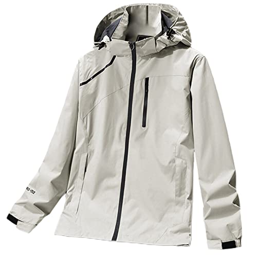 Image of Lifup Men's Waterproof Rain Jacket Lightweight Raincoat Hooded Trench Outdoor Windbreaker for Hiking Travel